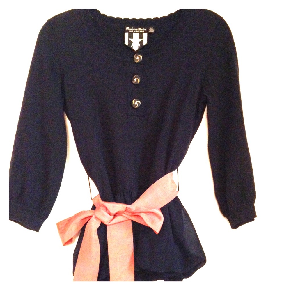Twelve By Twelve Navy Peplum Top